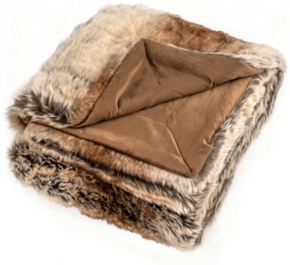 Fluffige Kunstfell-Wohndecke weicher Plüsch kuschelige hochwertige Kunstmarderfell-Decke 153x203 cm