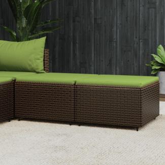 vidaXL Gartenhocker mit Kissen 2 Stk. Braun Poly Rattan 319837