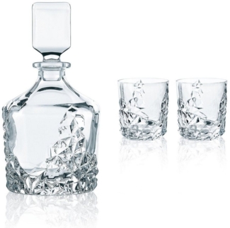 Nachtmann Sculpture Whiskyset, 3-tlg, Whisky Becher, Whiskyglas, Whiskykaraffe, Kristallglas, 101984