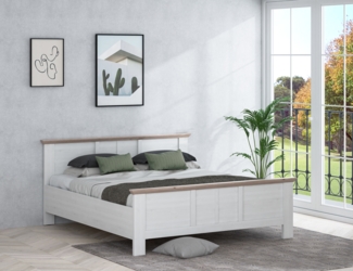 FORTE Iloppa Bett, Holzwerkstoff, Grau/Weiß, 193 x 95,2 x 210,4 cm