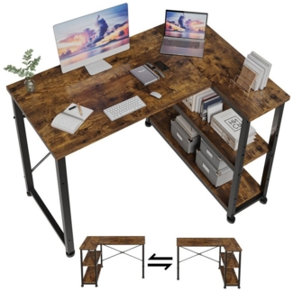 HOMALL Computertisch Eckschreibtisch Reversibel L Förmiger Schreibtisch mit Regal (110/140/160cm,PC Tisch,L-Computertisch,Schreibtisch,Geeignet für Büro, Arbeitszimmer)