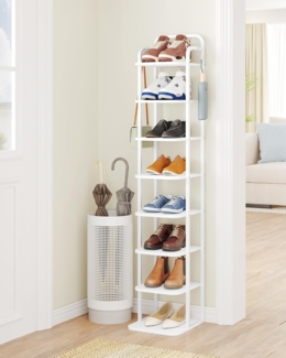 Vertikales Schuhregal, 8-Stöckige Schuhregale, Schuhturm Für Kleine Räume, Freistehend, Verstellbar, Platzsparend, Weiß