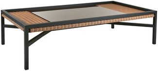 Gartencouchtisch Shell, aus Rattan und Aluminium, modern, natur und schwarz, 150x80 cm