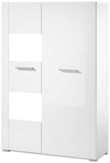 Highboard-Vitrine CLAVI-61 in Hochglanz weiß, LED-Spots, B/H/T ca. : 80/123/35 cm