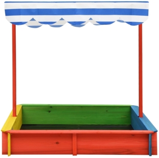 vidaXL Sandkasten mit verstellbarem Dach, Tannenholz bunt, 115 x 115 x 115 cm