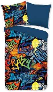 JACK Jugendbettwäsche 135x200cm Graffiti Street Art Style, Microfaser, 2 teilig, im bunten Design