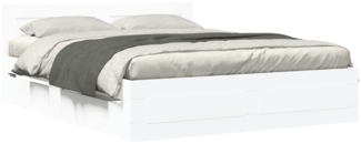 vidaXL Bettgestell mit Kopfteil ohne Matratze Weiß 160x200 cm 3295548