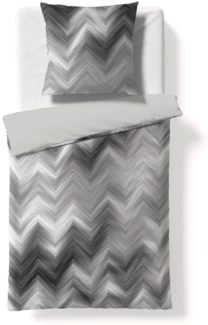 Fleuresse Valencia Samt Flanell Bettwäsche 155x220 Wende Zickzack grau 584384-1