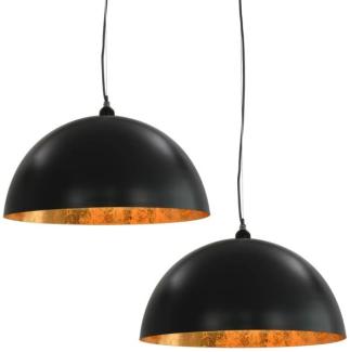 vidaXL Deckenleuchten 2 Stk. Schwarz und Gold Halbkugelförmig 50cm E27 50877