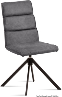 Esszimmerstuhl drehbar (2er-Set) Deedea 47 x 92 x 60 Schwarz/Grau