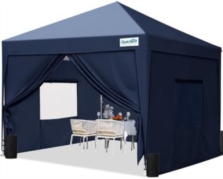 Quictent Pavillon 3x3 mit 4 Seitenteilen Wasserdicht Stabil Winterfest Blau