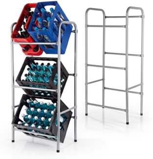 EASYmaxx Getränkekisten-Regal 110x50x33cm silber Metall 2er-Set für 3 Kisten