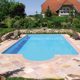 Steinbach Swimming Pool Styroporpool Set Bausatz, Ökopool "Classic+ 2", 700 x 350 x 145 cm, mit blauer Römertreppe