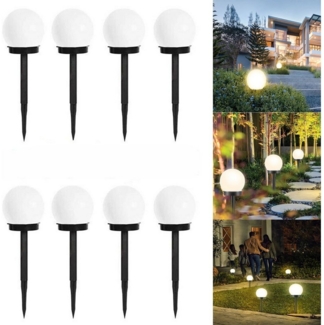 oyajia LED Solarleuchte 4/8 Stück LED Solarlampen Kugel Licht, Höhe 33cm, Ø 10cm Gartenleuchte, LED fest integriert, Solarmodul inkl Akku, Wasserdicht IP65 Wegen Garten Veranda Deko
