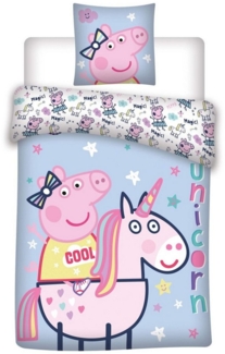 BrandMac Bettwäsche Peppa Pig - Peppa Wutz & Einhorn - Bettwäsche-Set, 135x200 & 80x80, Baumwolle, 100% Baumwolle