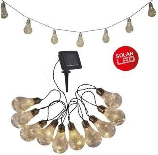 näve LED-Lichterkette Glühbirne, 10-flammig, Solar, 10 Glühbirnen klar, warmweiß, inkl. Solarpanel, Länge 300cm