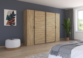 rauch Kleiderschrank, Dreh- und Schwebetürenschrank KRONACH, 4-türig, Eiche Artisan, 268 x 210 x 59 cm