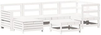 vidaXL 7-tlg. Garten-Sofagarnitur Weiß Massivholz Kiefer 3250917