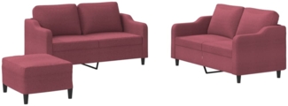 vidaXL 3-tlg. Sofagarnitur mit Kissen Weinrot Stoff 3201816