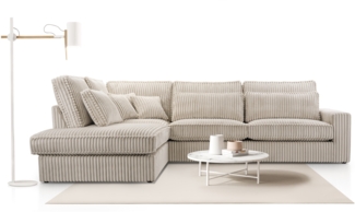 AX LIVING Sofa creme Cord Eckcouch Celleri XXL Couch L Form 314 cm L