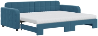vidaXL Tagesbett Ausziehbar mit Matratzen Blau 90x200 cm Samt 3196952