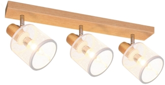 ZMH Deckenleuchte 3 weiße Strahler Holzoptik - E14 Deckenleuchte 350° verstellbar 4 Glühbirnen max 25W modern für Wohnzimmer Schlafzimmer Küche.