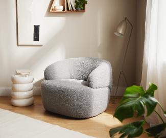 Loungesessel Nova 88x88 cm Bouclé Silbergrau