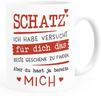 MoonWorks Tasse Kaffee-Tasse Schatz ich habe versucht für dich das beste Geschenk zu finden Geschenkidee Liebe Moonworks®, Keramik