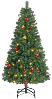 Künstlicher Weihnachtsbaum, mit Beleuchtung, 150 cm hoher Tannenbaum, Spitzen aus PVC, mit Metallständer, schneller Aufbau, grün