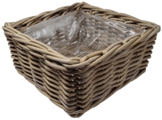 Van der Leeden Pflanzkübel Robuster Korb für Heim & Garten Rattan Grau 30x30x15 cm (1 St)