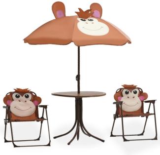 vidaXL Gartenlounge-Set 3-tlg. Garten-Bistro-Set für Kinder mit Sonnenschirm Braun, (3-tlg)