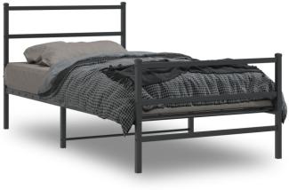 vidaXL Bettgestell mit Kopf- und Fußteil Metall Schwarz 107x203 cm 355379