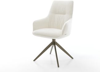 Drehstuhl Zelia-Flex mit Armlehnen Bouclé Soft Beige Kreuzgestell breit Effektfinish Titan 360° drehbar Wippfunktion Taschenfederkern