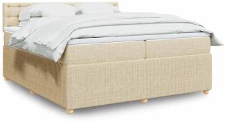 vidaXL Boxspringbett mit Matratze Creme 200x200 cm Stoff 3287582