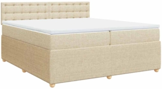 vidaXL Boxspringbett mit Matratze Creme 200x200 cm Stoff 3287582