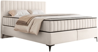 Selsey 'Mufasso' Boxbett 140x200 mit Bettkasten – wasserabweisender Velours, creme