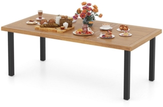 COSTWAY Gartentisch, mit Schirmloch, rechteckig, Akazienholz, 200x100cm