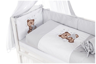 7-teilig Bettwäsche-Stickerei für Beistellbett grau Bear