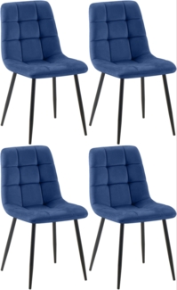CLP 4er Set Esszimmerstühle Antibes Samtbezüge bis 150 kg belastbar,blau