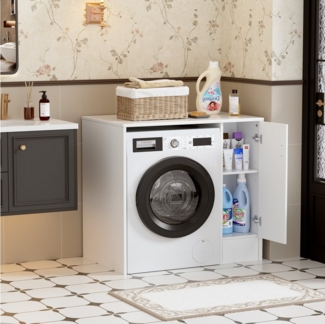 TWSOUL Waschmaschinenumbauschrank Waschmaschinenumbauschrank mit Seitenschrank,96cm*62cm*90cm geeignet für Waschmaschine, mit Stauraum & Ablagefläche, Weiß