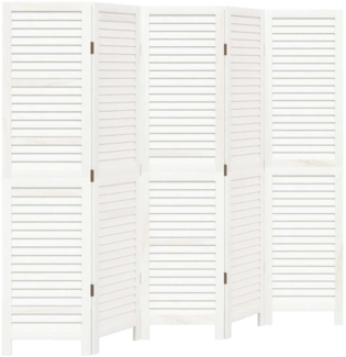 vidaXL 5-tlg. Raumteiler Weiß Massivholz Paulownia 358837