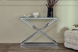 Jahnke Xtra Console Konsole, Engineered Wood, Klarglas/Chrome, One Size