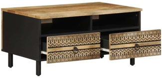 vidaXL Couchtisch Schwarz 80x54x40 cm Raues Mangoholz 4018641