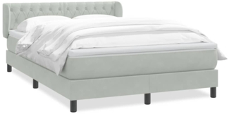 vidaXL Boxspringbett mit Matratze Hellgrau 140x220 cm Samt 3317817