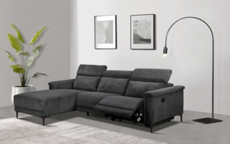 Places of Style Ecksofa Lund in Cord, L-Form, 261 cm, mit manueller, o. elektrischer Relaxfunktion, USB, Kopfteilverstellung
