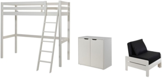 Hochbett Katherine 209x165x190 Kinderbett Massivholz+MDF Weiß