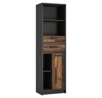 Lomadox Regal NELSON-129, Jugendzimmer offener Schrank in grau mit Holz Nb, B/H/T 55,8/196/42cm