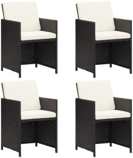 vidaXL Garten-Essstühle mit Kissen 4 Stk. Schwarz Poly Rattan 316802