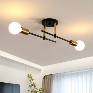 Goeco Deckenleuchte Retro, dekorative E27 Lampe,Industrieller Stil,2-flammig