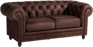 Sofa 2-Sitzer Kathe Bezug Echtleder (Antikoptik) Buche nussbaum dunkel / braun 22515